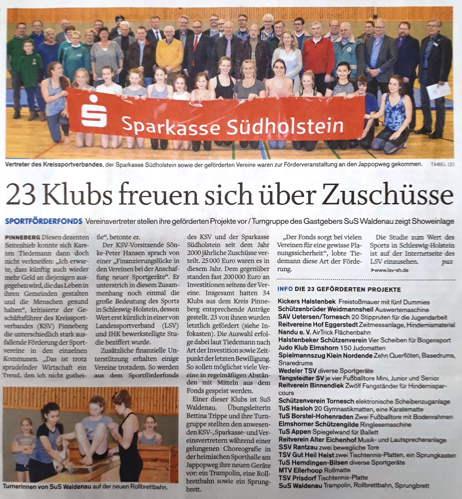 Kreisschützenverband Pinneberg - Vier Schützenvereine bezuschusst dank Sparkassenförderfonds